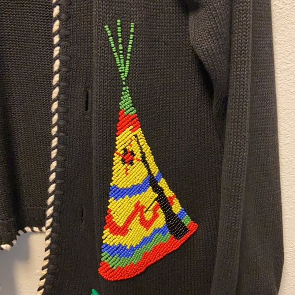 Victoria Jones  Woman Vintage Native American Inspired Beaded Cardigan 4188 - Picture 4 of 10